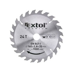 Pílový kotúč TCE s karbidovými kotúčmi, 160x2,0x20mm, 24T, šírka karbidového kotúča 2,8mm, EXTOL PREMIUM