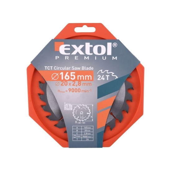 Pílový kotúč TCE s karbidovými kotúčmi, 165x2,0x20mm, 24T, šírka karbidového kotúča 2,8mm, EXTOL PREMIUM Pílový kotúč TCE s karbidovými kotúčmi, 165x2,0x20mm, 24T, šírka karbidového kotúča 2,8mm, EXTOL PREMIUM