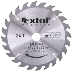 Pílový kotúč TCE s karbidovými kotúčmi, 165x2,0x20mm, 24T, šírka karbidového kotúča 2,8mm, EXTOL PREMIUM