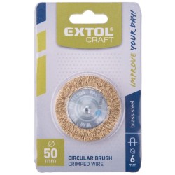 Kruhová kefa, Ø 50 mm, vlnitý drôt S 0,3 mm, stopka 6 mm, EXTOL CRAFT