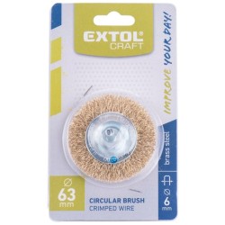 Kruhová kefa, Ø 63 mm, vlnitý drôt S 0,3 mm, stopka 6 mm, EXTOL CRAFT