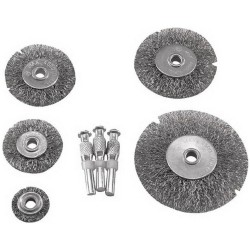 Oceľové kruhové kefy, sada 5, 3x stopka 6mm Oceľové kruhové kefy, sada 5, 3x stopka 6mm