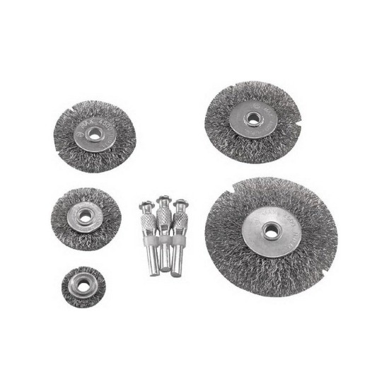 Oceľové kruhové kefy, sada 5, 3x stopka 6mm Oceľové kruhové kefy, sada 5, 3x stopka 6mm