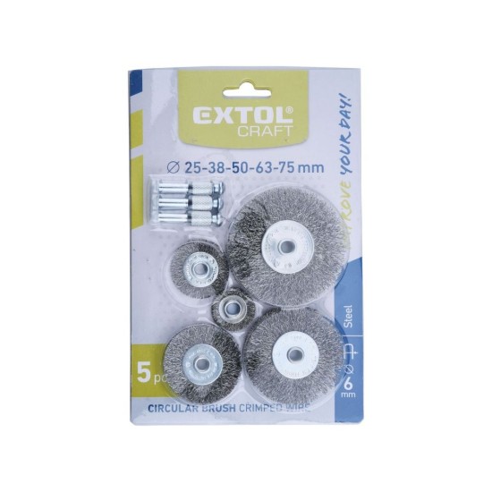 Oceľové kruhové kefy, sada 5, 3x stopka 6mm Oceľové kruhové kefy, sada 5, 3x stopka 6mm