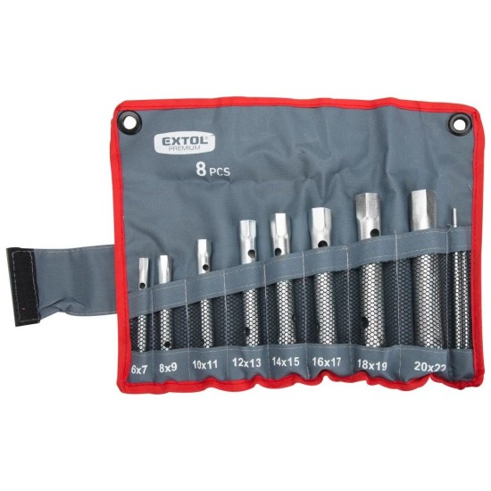 Rúrkové kľúče, sada 8ks, 6-22mm, 2 kľúče, nylonové puzdro, CrV, EXTOL PREMIUM Rúrkové kľúče, sada 8ks, 6-22mm, 2 kľúče, nylonové puzdro, CrV, EXTOL PREMIUM