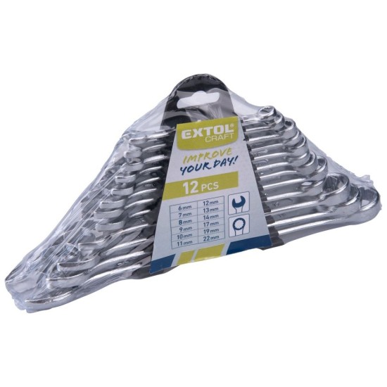Kľúče otvorené, sada 12ks, 6-22mm, W.S., EXTOL CRAFT