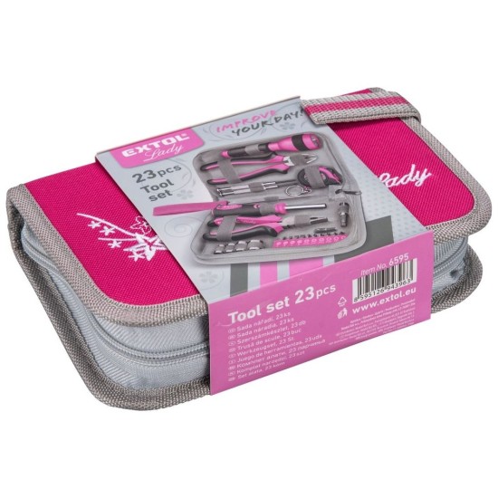 Sada náradia 23ks, ružová farba, EXTOL LADY
