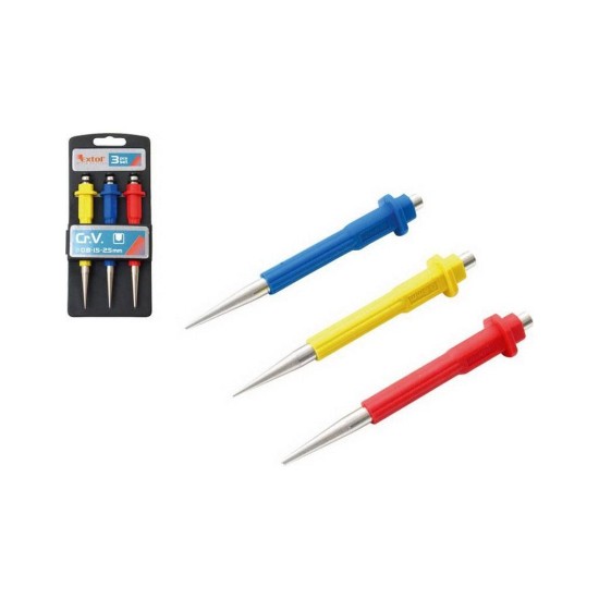 Dierovače, sada 3ks, 0.8, 1.5, 2.5mm, dĺžka 125mm, CrV, EXTOL PREMIUM