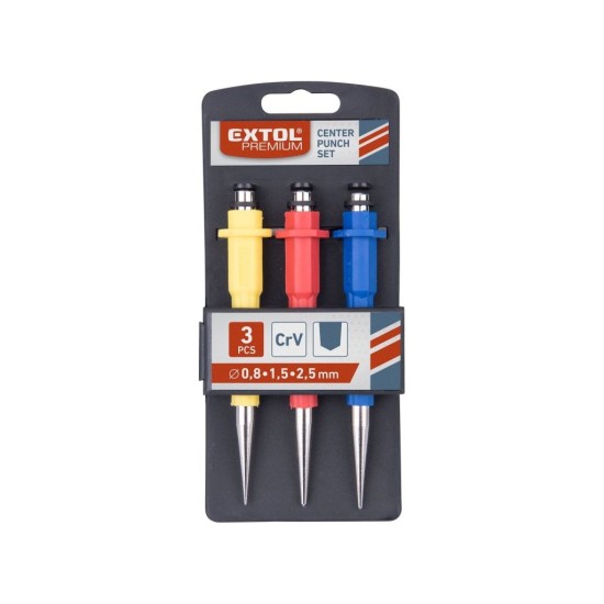 Dierovače, sada 3ks, 0.8, 1.5, 2.5mm, dĺžka 125mm, CrV, EXTOL PREMIUM