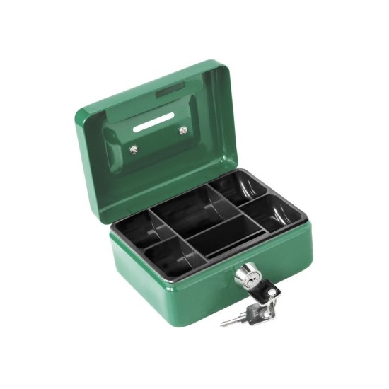 Prenosná pokladnička s priehradkou na mince, 125×95×60mm, 2 kľúče, plastový organizér na mince, EXTOL CRAFT