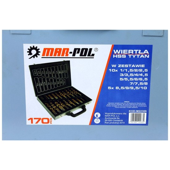 TITAN 170ks súprava železných vŕtačiek MAR-POL TITAN 170ks súprava železných vŕtačiek MAR-POL