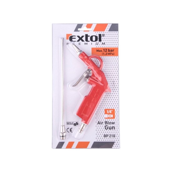 Fúkacia pištoľ, max. práca. tlak 8 bar (0,8 MPa), 2 trysky (krátke a 21 cm), BP 210 EXTOL PREMIUM Fúkacia pištoľ, max. práca. tlak 8 bar (0,8 MPa), 2 trysky (krátke a 21 cm), BP 210 EXTOL PREMIUM