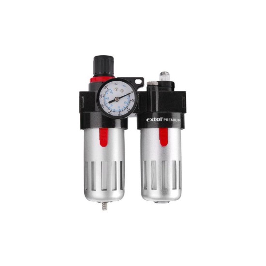 Regulátor tlaku s filtrom a manometrom a priamym manometrom EXTOL PRÉMIOVÉ oleje Regulátor tlaku s filtrom a manometrom a priamym manometrom EXTOL PRÉMIOVÉ oleje