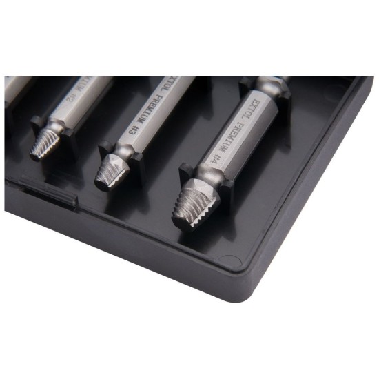 Vyťahovače na ohýbané skrutky, sada 4 ks, HSS, EXTOL PREMIUM