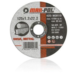 Rezací kotúč na oceľ, nehrdzavejúca oceľ, 125x1,2x22,2mm MAR-POL