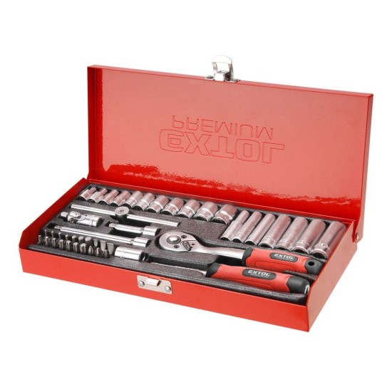Nástrčné kľúče, sada 45ks, 1/4", CrV, EXTOL PREMIUM Nástrčné kľúče, sada 45ks, 1/4", CrV, EXTOL PREMIUM