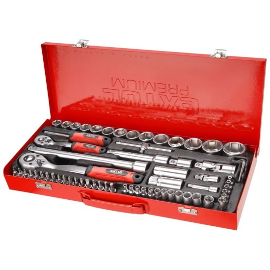 Nástrčné kľúče, sada 65ks, 1/4", 1/2", CrV, EXTOL PREMIUM