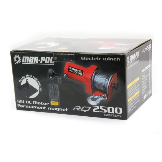 Elektrický lanový navijak 12V 1133kg 2500lbs MAR-POL