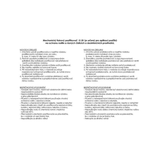 Tlakový postrekovač 5l Tlakový postrekovač 5l