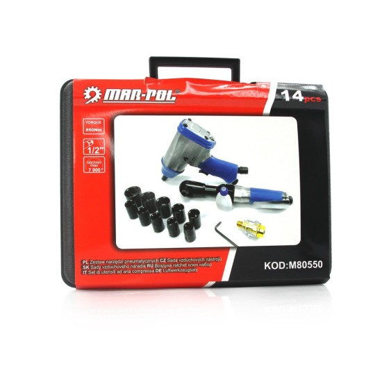 Pneumatická súprava 2-dielna, 12ks MAR-POL príslušenstvo Pneumatická súprava 2-dielna, 12ks MAR-POL príslušenstvo