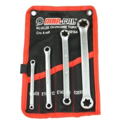 Obojstranné očkové kľúče TORX, sada 4ks, 6-24mm MAR-POL