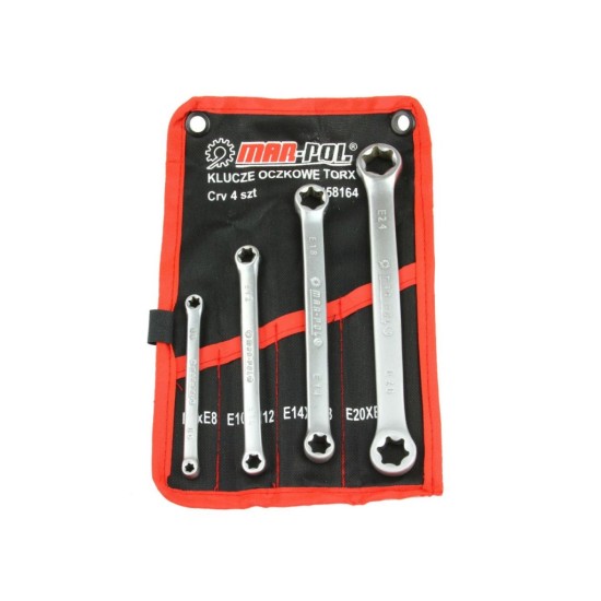 Obojstranné očkové kľúče TORX, sada 4ks, 6-24mm MAR-POL Obojstranné očkové kľúče TORX, sada 4ks, 6-24mm MAR-POL