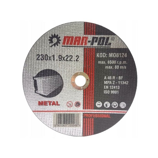 Rezací kotúč na kov, 230x1,9x22,2mm MAR-POL