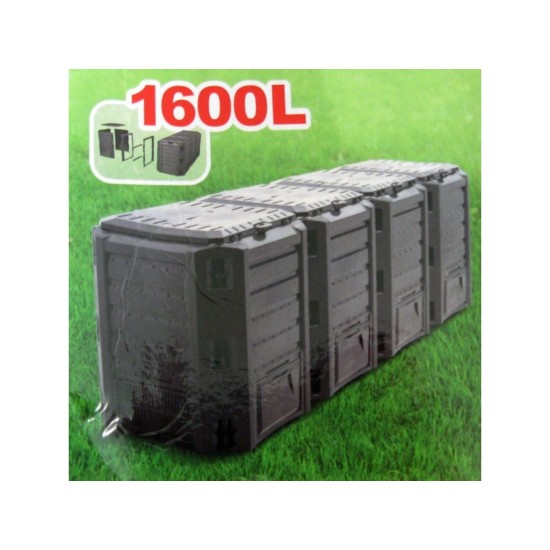 Štvordielny plastový kompostér 1600l, čierny MODULE COMPOGREEN