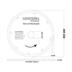 Diamantový rezací kotúč 180x1,6x25,4mm RAPID Diamantový rezací kotúč 180x1,6x25,4mm RAPID