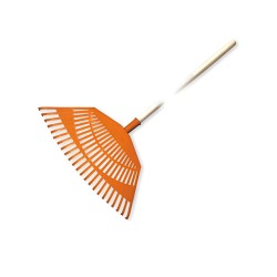 Plastové hrable, 23 zubov s lakovanou drevenou rukoväťou