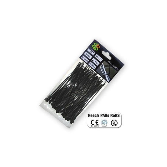 Stahovací pásky na vodiče 100 ks 9,0x1220mm UV BLACK