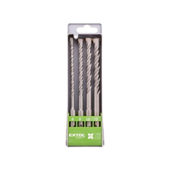 Príklepové vŕtačky SDS PLUS do betónu, sada 4ks, Ø 6-8-10-12x160mm, SK, EXTOL CRAFT Príklepové vŕtačky SDS PLUS do betónu, sada 4ks, Ø 6-8-10-12x160mm, SK, EXTOL CRAFT