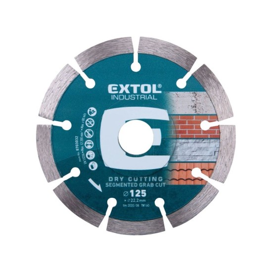 Kotouč diamantový řezný segmentový Grab Cut, 125x22,2mm, suché řezání, EXTOL INDUSTRIAL Kotouč diamantový řezný segmentový Grab Cut, 125x22,2mm, suché řezání, EXTOL INDUSTRIAL