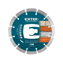Diamantový rezací segmentový kotúč Grab Cut, 150x22,2mm, rezanie za sucha, EXTOL INDUSTRIAL