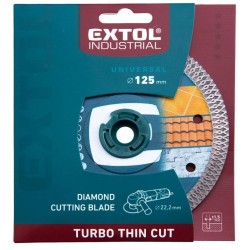 Diamantový rezací kotúč turbo Thin Cut, 125x22,2mm, rezanie za sucha a za mokra, EXTOL INDUSTRIAL Diamantový rezací kotúč turbo Thin Cut, 125x22,2mm, rezanie za sucha a za mokra, EXTOL INDUSTRIAL