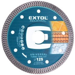 Diamantový rezací kotúč turbo Thin Cut, 125x22,2mm, rezanie za sucha a za mokra, EXTOL INDUSTRIAL