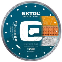 Diamantový rezací kotúč turbo Thin Cut, 230x22,2mm, rezanie za sucha a za mokra, EXTOL INDUSTRIAL