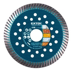 Diamantový rezací kotúč turbo Fast Cut, 115x22,2mm, rezanie za sucha a za mokra, EXTOL INDUSTRIAL