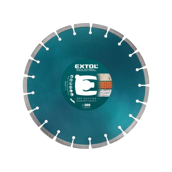 Diamantový rezací segmentový kotúč na BETÓN, 300x25,4mm, rezanie za sucha a za mokra, EXTOL INDUSTRIAL