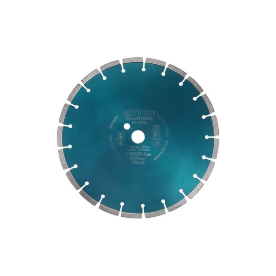 Diamantový rezací segmentový kotúč pre BETÓN, 350x25,4mm, rezanie za sucha a za mokra, EXTOL INDUSTRIAL