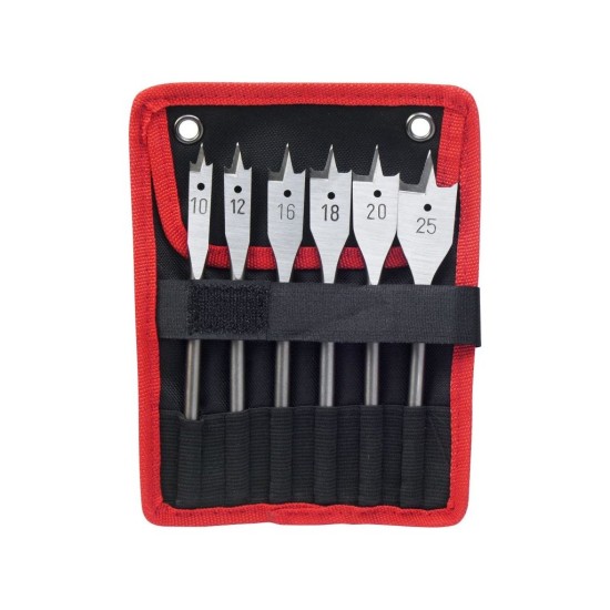 Ploché vrtáky do dreva, sada 6ks, Ø 10-12-16-18-20-25mm, dĺžka 150mm, EXTOL PREMIUM