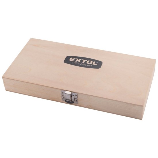 Hadie vŕtačky do dreva, sada 6ks, Ø 6-8-10-12-16-20x260mm, šesťhranná stopka, v drevenom kufríku, EXTOL PREMIUM