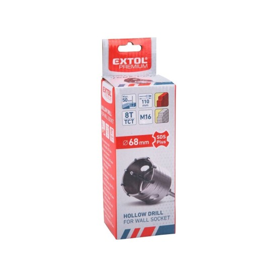 Nástenný vrták SDS PLUS, Ø 68 mm, dĺžka stopky 100 mm, EXTOL PREMIUM