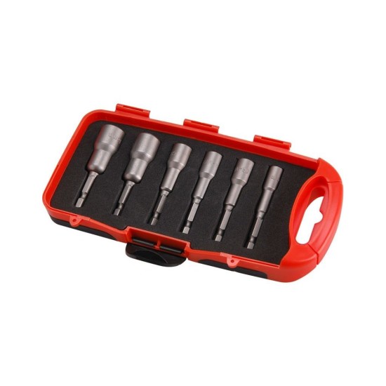 Vŕtacie nástrčné kľúče, sada 6 ks, 6-7-8-10-12-13mm, dĺžka 65mm, uchytenie na vŕtačku alebo uchytenie pomocou 1/4" zostavy