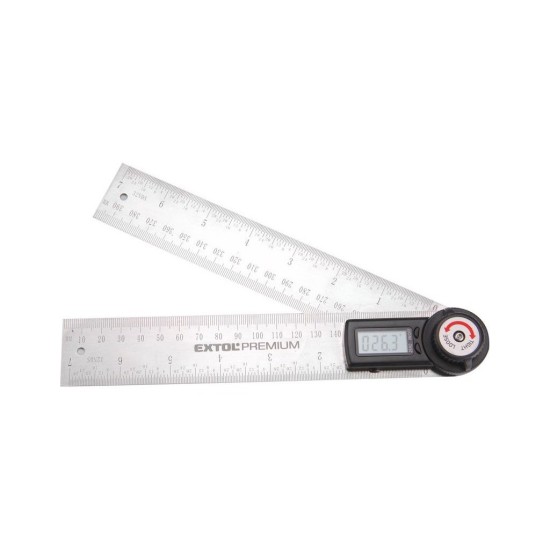 Digitálny uhlomer, 200mm, s pravítkom, nehrdzavejúca oceľ, EXTOL PREMIUM