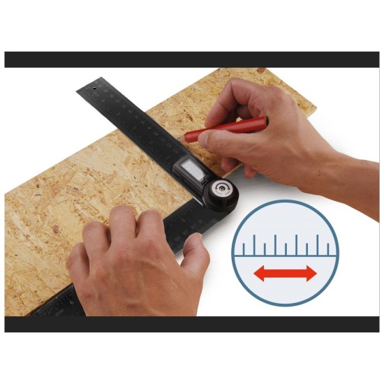 Digitálny uhlomer, 200mm, s pravítkom, nehrdzavejúca oceľ, EXTOL PREMIUM