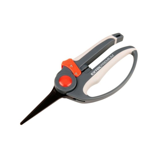 Záhradné nožnice rovné, 215 mm, rukoväť s chráničom prstov, na rezanie rastlín do priemeru 5 mm, HCS, EXTOL PREMIU Záhradné nožnice rovné, 215 mm, rukoväť s chráničom prstov, na rezanie rastlín do priemeru 5 mm, HCS, EXTOL PREMIU