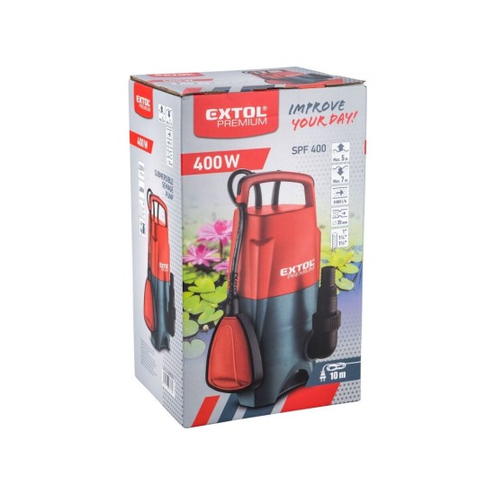 Čerpadlo el. ponorný kal, 400W, 8000l/hod., EXTOL PREMIUM, SPF 400