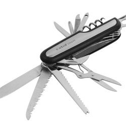 Skladací vreckový nôž 11-dielny, nehrdzavejúca oceľ, 90mm, dĺžka uzavretého noža 90mm, multifunkčný nôž s 11 čepeľami pre rôzne