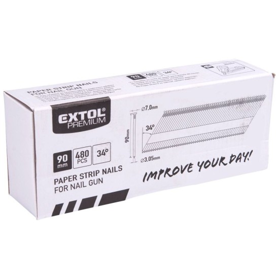Klinec na nechty, 480ks, Ø 3,05mm, D 7mm, 34°, 90mm, EXTOL PREMIUM Klinec na nechty, 480ks, Ø 3,05mm, D 7mm, 34°, 90mm, EXTOL PREMIUM